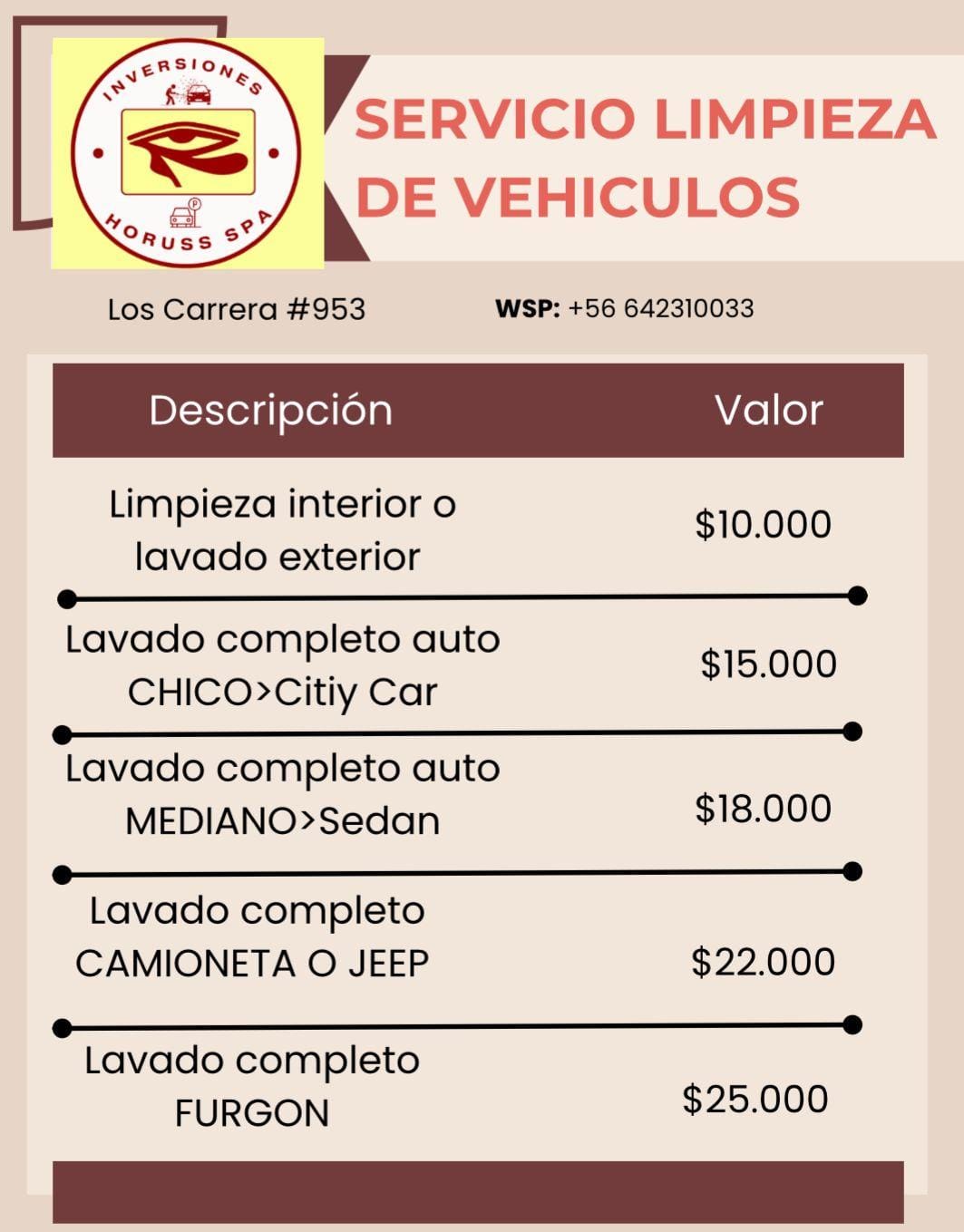 lavado de autos osorno precios