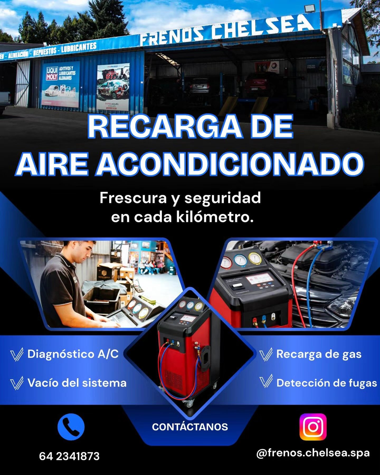 recarga de aire acondicionado automotriz en la union y rio bueno
